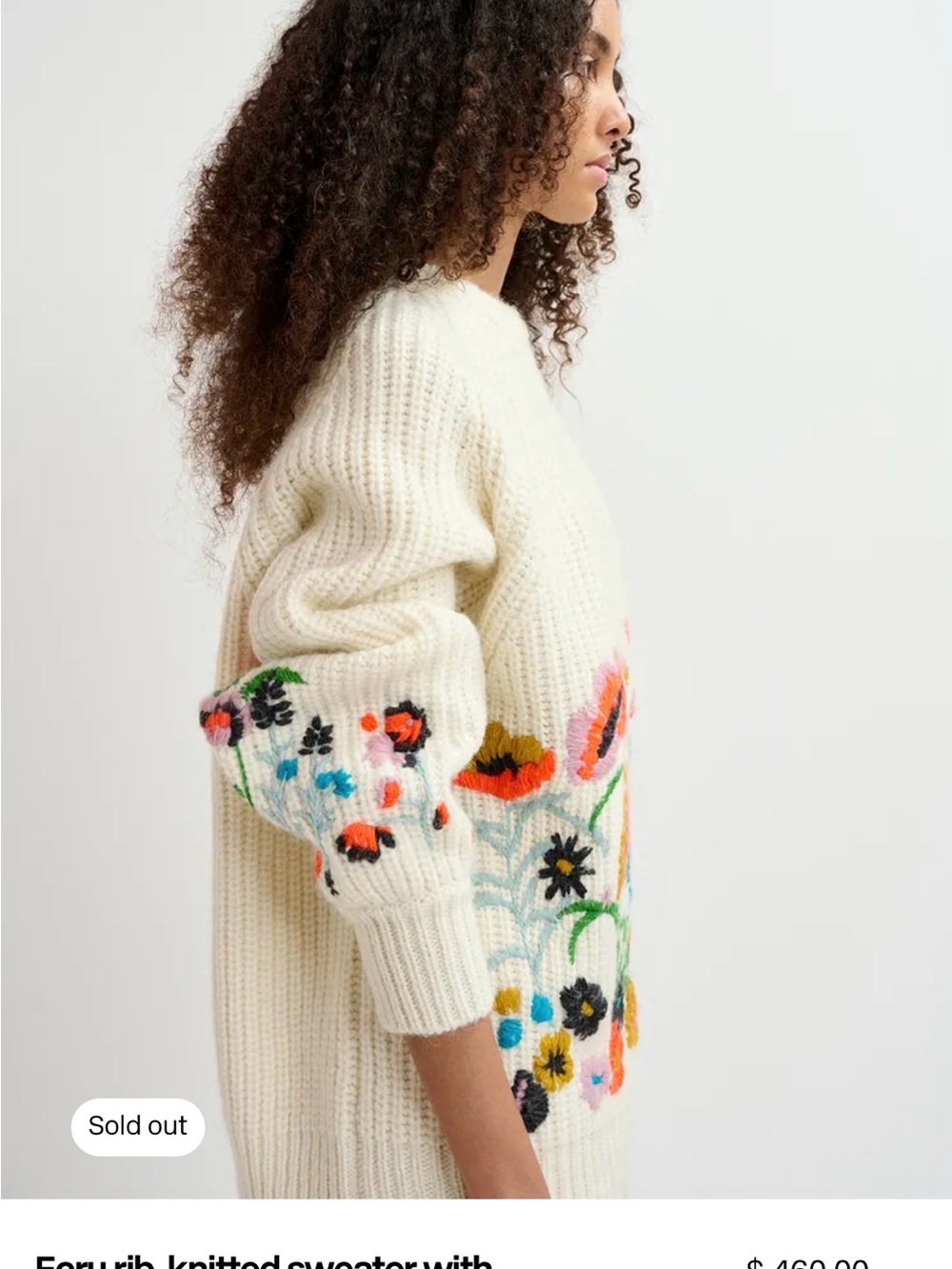 Essentiel Antwerp “Glossy” Oversized Floral Embroidered Knit Sweater NWT - Picture 2 of 6